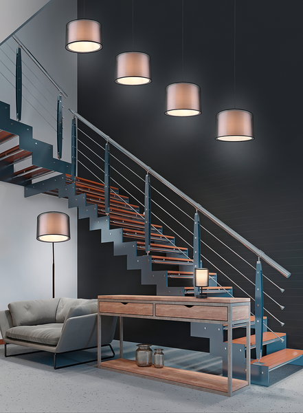 Tischleuchte Burton - Webstoff / Stahl - 1-flammig