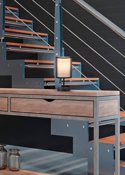 Tischleuchte Burton - Webstoff / Stahl - 1-flammig