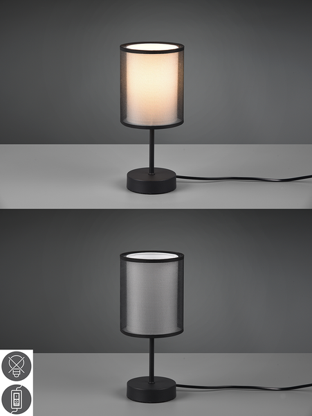 Tischleuchte Burton - Webstoff / Stahl - 1-flammig