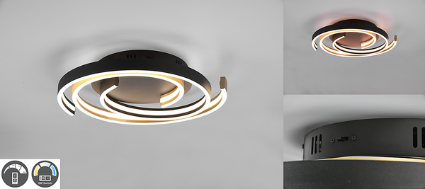 LED-Deckenleuchte Caya - Kunststoff / Stahl - 1-flammig - Schwarz