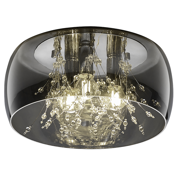 Deckenleuchte Crystel - Rauchglas / Stahl - 3-flammig - Durchmesser: 34 cm