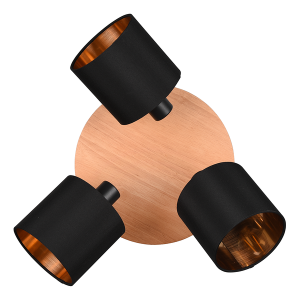 Wandleuchte Tommy - Webstoff / Gummibaum teilmassiv - Flammenanzahl: 3