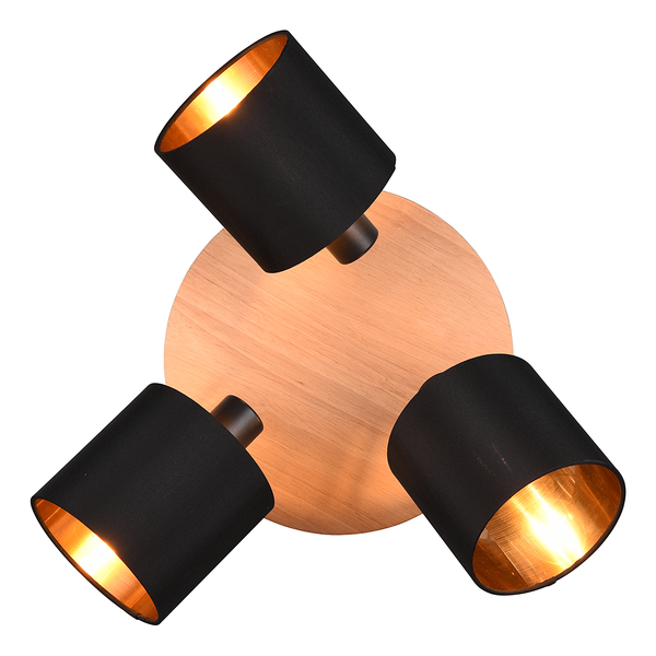 Wandleuchte Tommy - Webstoff / Gummibaum teilmassiv - Flammenanzahl: 3