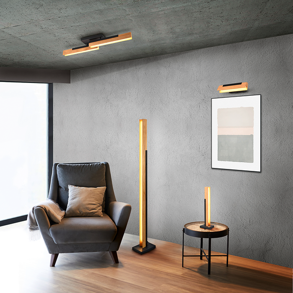 LED-Tischleuchte Kerala - Kiefer massiv / Stahl - 1-flammig