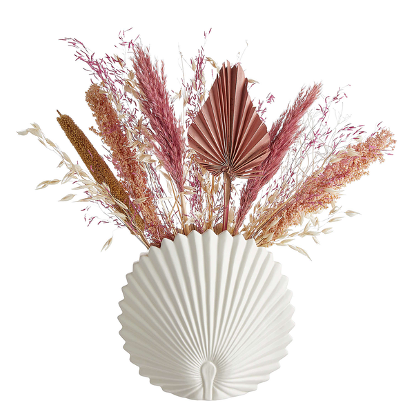 Vase LEAF Palmblatt - Steingut - Beige