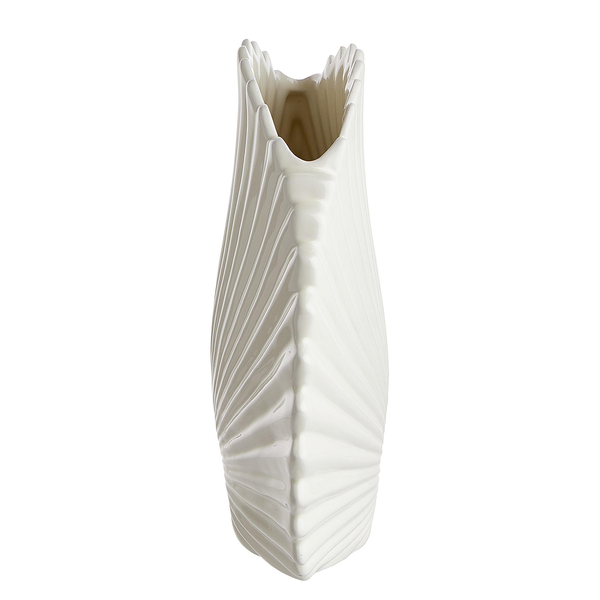 Vase LEAF Palmblatt - Steingut - Beige