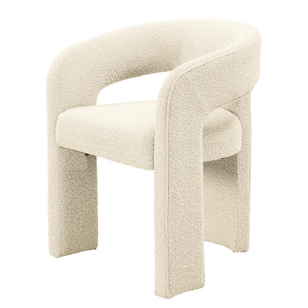 Armlehnenstuhl VALNES - Bouclé Stoff Panju: Creme
