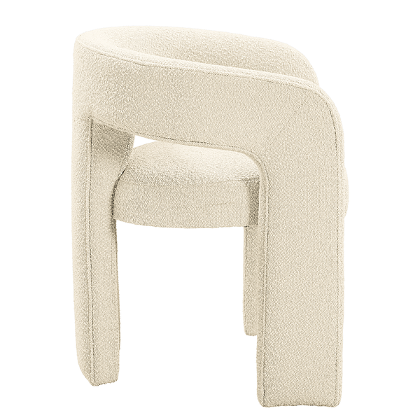 Armlehnenstuhl VALNES - Bouclé Stoff Panju: Creme