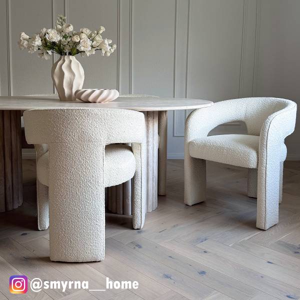Armlehnenstuhl VALNES - Bouclé Stoff Panju: Creme