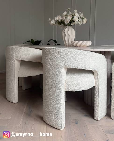 Armlehnenstuhl VALNES - Bouclé Stoff Panju: Creme