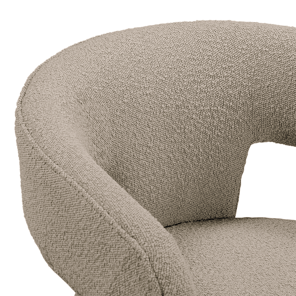 Armlehnenstuhl VALNES - Bouclé Stoff Panju: Taupe