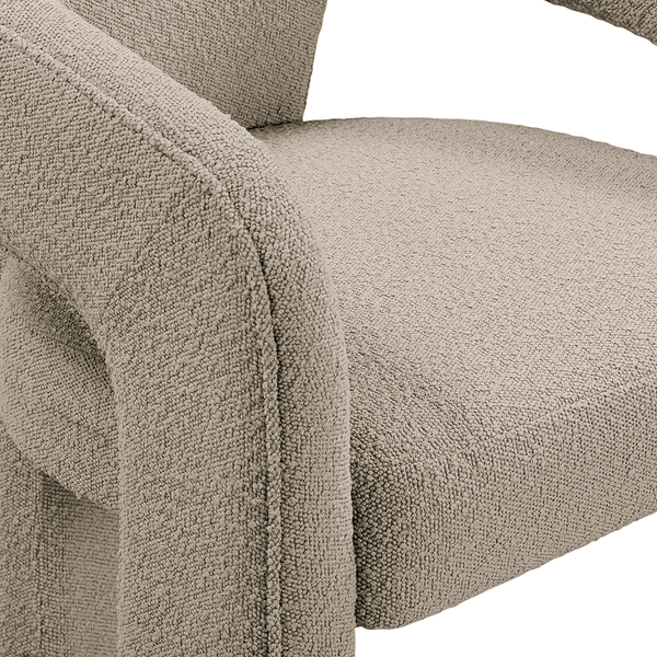 Armlehnenstuhl VALNES - Bouclé Stoff Panju: Taupe