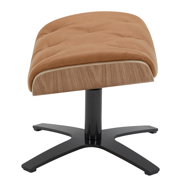 Polsterhocker HARRIGA - Leder / Eisen - Hellbraun / Schwarz - Echtleder Ulicia: Cognac