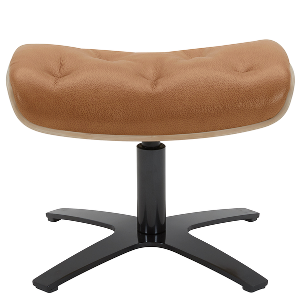 Polsterhocker HARRIGA - Leder / Eisen - Hellbraun / Schwarz - Echtleder Ulicia: Cognac