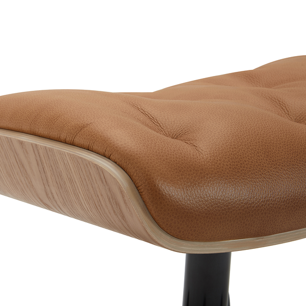 Polsterhocker HARRIGA - Leder / Eisen - Hellbraun / Schwarz - Echtleder Ulicia: Cognac