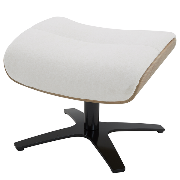 Polsterhocker BOULINS - Chenille / Eisen - Creme / Schwarz