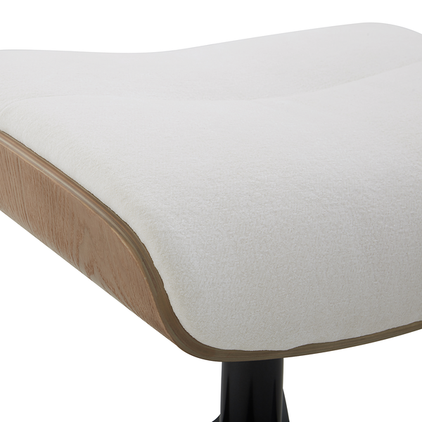 Polsterhocker BOULINS - Chenille / Eisen - Creme / Schwarz