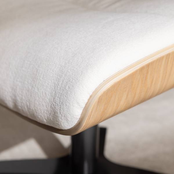 Polsterhocker BOULINS - Chenille / Eisen - Creme / Schwarz