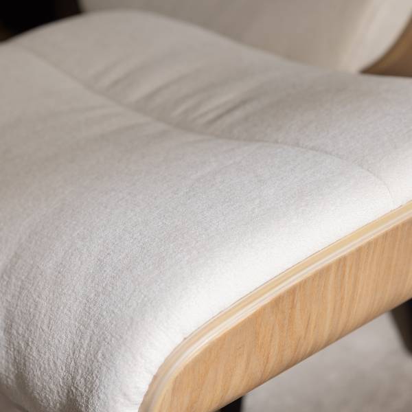 Polsterhocker BOULINS - Chenille / Eisen - Creme / Schwarz