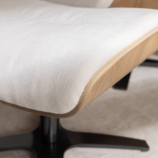 Polsterhocker BOULINS - Chenille / Eisen - Creme / Schwarz