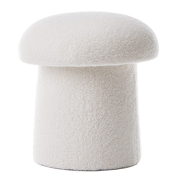 Hocker TODDY - Kiefer / Polyester - Weiß