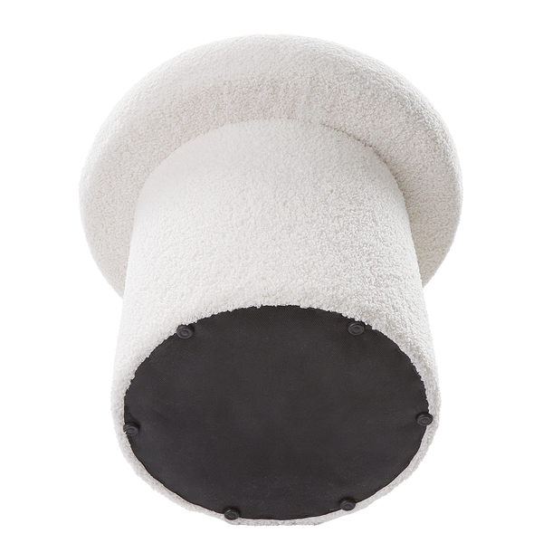 Hocker TODDY - Kiefer / Polyester - Weiß