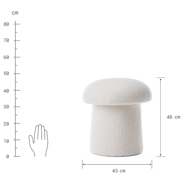 Hocker TODDY - Kiefer / Polyester - Weiß