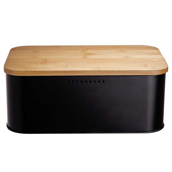 Brotbox BREAD'N'BREAKFAST - Stahl / Bambus - Schwarz