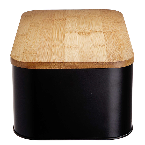 Brotbox BREAD'N'BREAKFAST - Stahl / Bambus - Schwarz