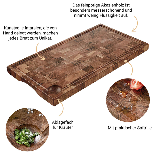 Schneidebrett ACACIA mit Saftrille - Akazie - Braun
