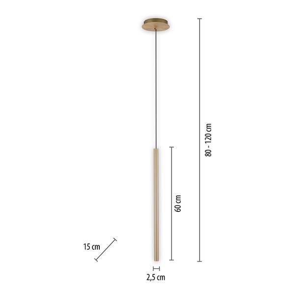 LED-Pendelleuchte Flute Typ A - Aluminium / Eisen - 1-flammig - Messing