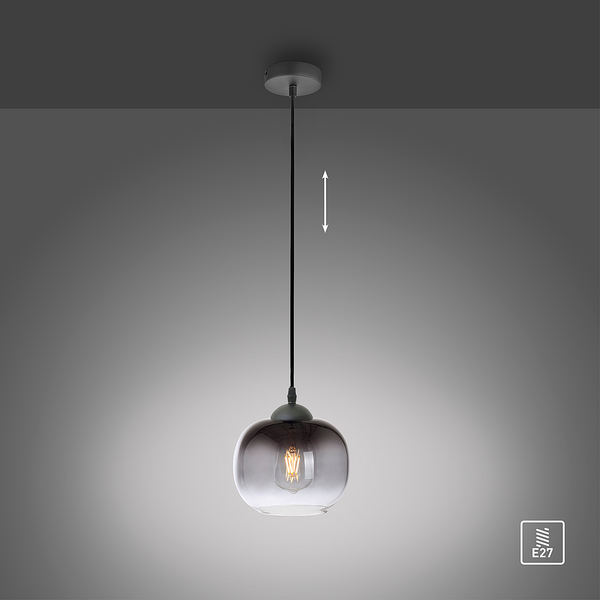 Pendelleuchte Zea Typ A - Rauchglas / Eisen - 1-flammig
