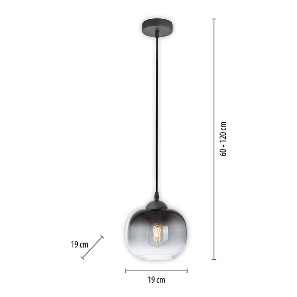 Pendelleuchte Zea Typ A - Rauchglas / Eisen - 1-flammig