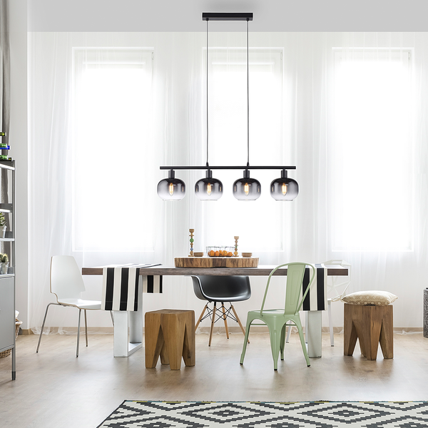 Pendelleuchte Zea Typ B - Rauchglas / Eisen - 4-flammig