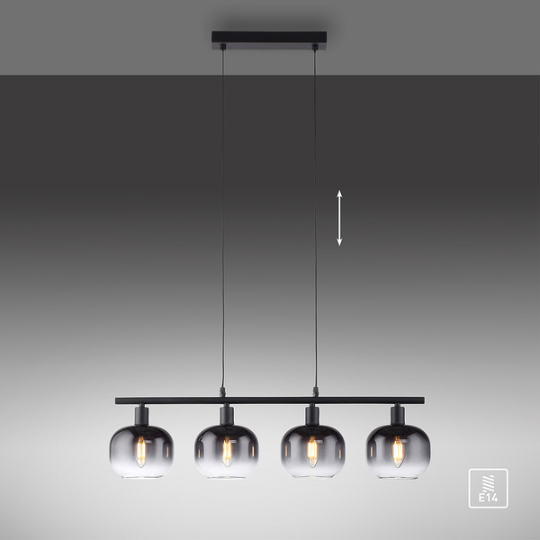 Pendelleuchte Zea Typ B - Rauchglas / Eisen - 4-flammig