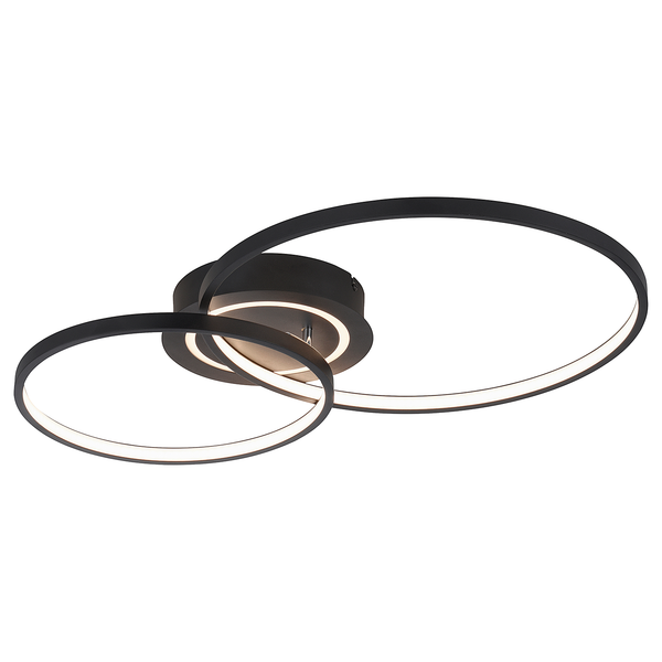 LED-Deckenleuchte Asmina - Eisen / Aluminium - 2-flammig - Schwarz