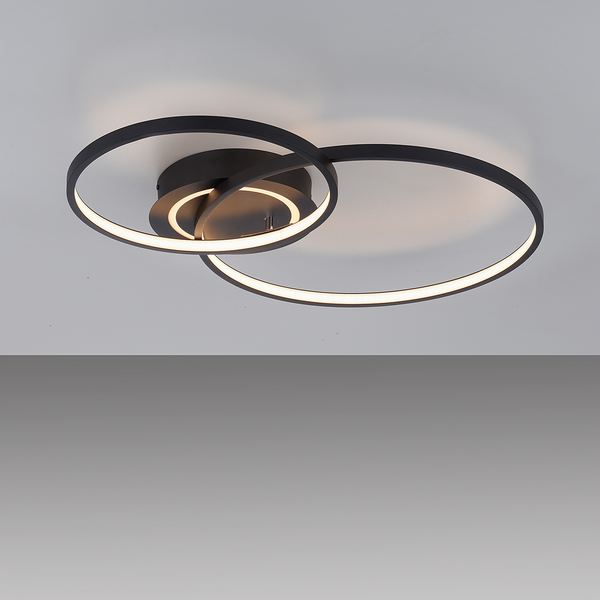 LED-Deckenleuchte Asmina - Eisen / Aluminium - 2-flammig - Schwarz