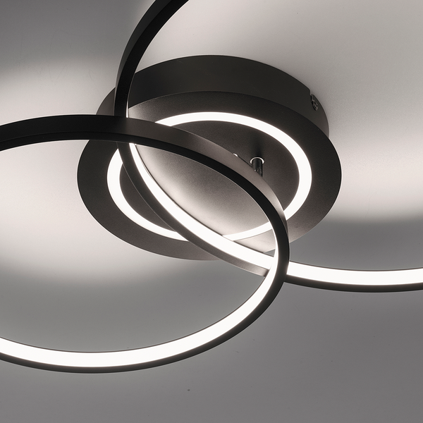 LED-Deckenleuchte Asmina - Eisen / Aluminium - 2-flammig - Schwarz
