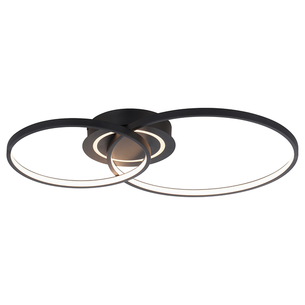 LED-Deckenleuchte Asmina - Eisen / Aluminium - 2-flammig - Schwarz