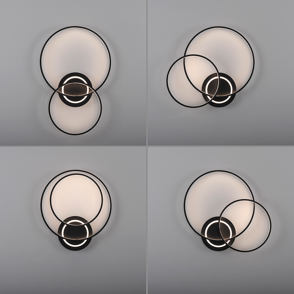 LED-Deckenleuchte Asmina - Eisen / Aluminium - 2-flammig - Schwarz