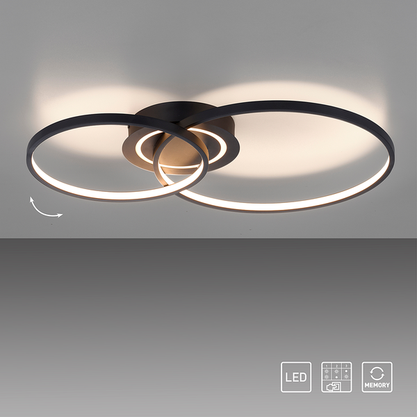 LED-Deckenleuchte Asmina - Eisen / Aluminium - 2-flammig - Schwarz