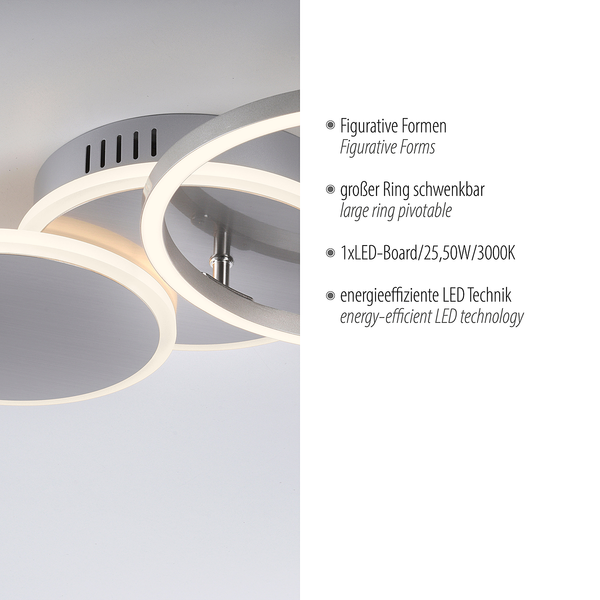 LED-Deckenleuchte Sevent Typ A - Polyester PVC / Aluminium- 1-flammig - Silber