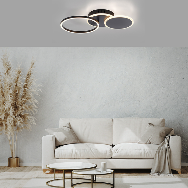 LED-Deckenleuchte Sevent Typ A - Polyester PVC / Aluminium- 1-flammig - Schwarz