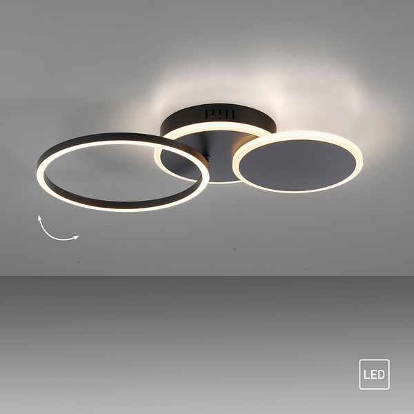LED-Deckenleuchte Sevent Typ A - Polyester PVC / Aluminium- 1-flammig - Schwarz
