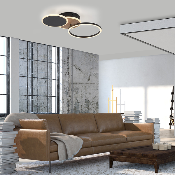 LED-Deckenleuchte Sevent Typ A - Polyester PVC / Aluminium- 1-flammig - Braun