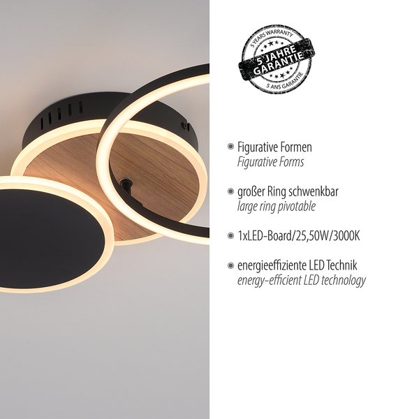 LED-Deckenleuchte Sevent Typ A - Polyester PVC / Aluminium- 1-flammig - Braun
