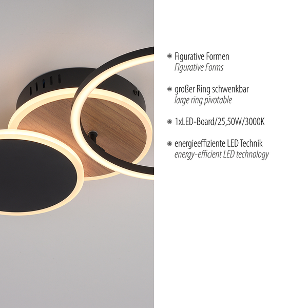 LED-Deckenleuchte Sevent Typ A - Polyester PVC / Aluminium- 1-flammig - Braun