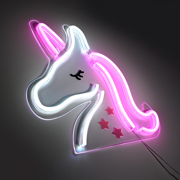 LED-Kinderzimmerleuchte Neon-Unicorn - Polyester PVC - 1-flammig
