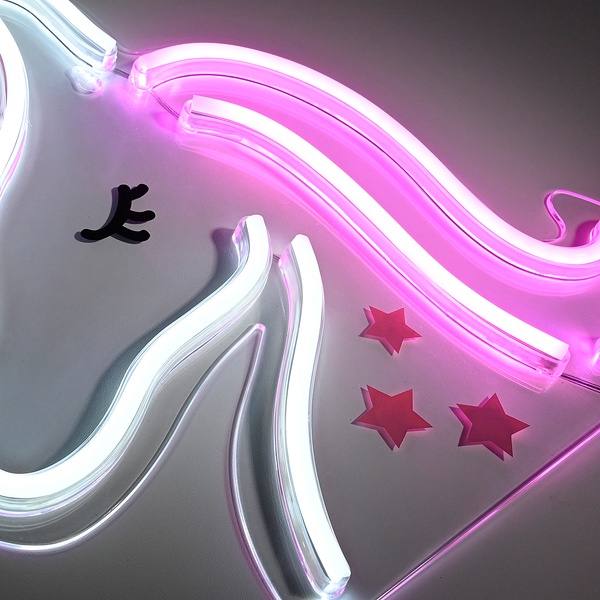 LED-Kinderzimmerleuchte Neon-Unicorn - Polyester PVC - 1-flammig