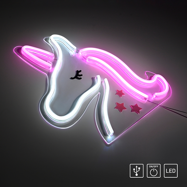 LED-Kinderzimmerleuchte Neon-Unicorn - Polyester PVC - 1-flammig